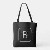 Modern Stijl Initiaal Monogram | Wit & Zwart Tote Bag (Achterkant)