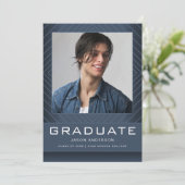 Modern Stijlvol 1 Fotoblauw Afstuderen Aankondiging (Staand voorkant)