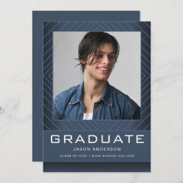 Modern Stijlvol 1 Fotoblauw Afstuderen Aankondiging