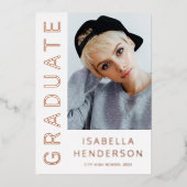 Modern Stijlvol 2 Afstuderen Roos Gold Folie Uitnodiging (Voorkant)