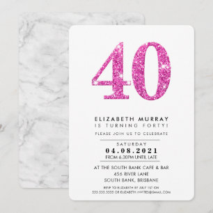 MODERN STIJLVOL 40E verjaardagsfeest roze glitter Kaart