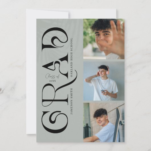 Modern stijlvol 4 foto Afstuderen Kaart (Voorkant)