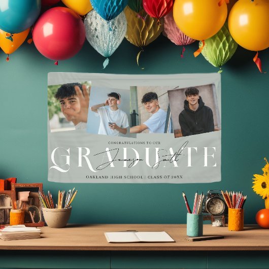 Modern stijlvol 4 foto Afstuderen Spandoek