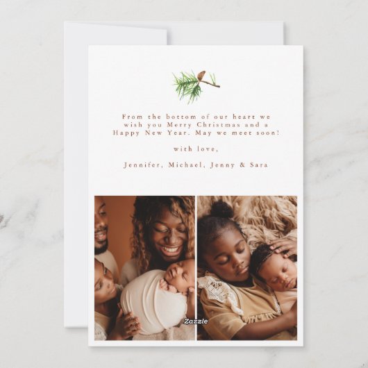 Modern & Stijlvol 4 Foto Collage Kerstdennen Feestdagenkaart (Achterkant)