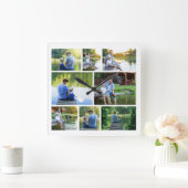 Modern stijlvol 8 fotocollage vierkante klok (Huis)