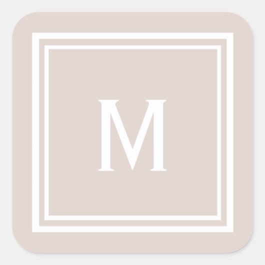 Modern stijlvol, aangepast zwart monogram vierkante sticker (Voorkant)