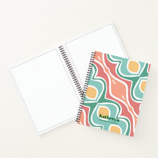 Modern Stijlvol Abstract Mint Green Spiral Notitie Notitieboek (Binnen)