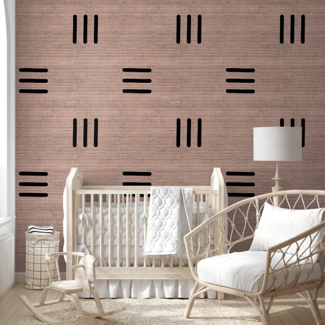Modern Stijlvol Afrikaans Mudcloth Beige Behang (Kinderen)