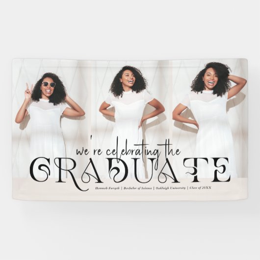 Modern stijlvol | Afstuderen 3 Foto Spandoek (Horizontaal)