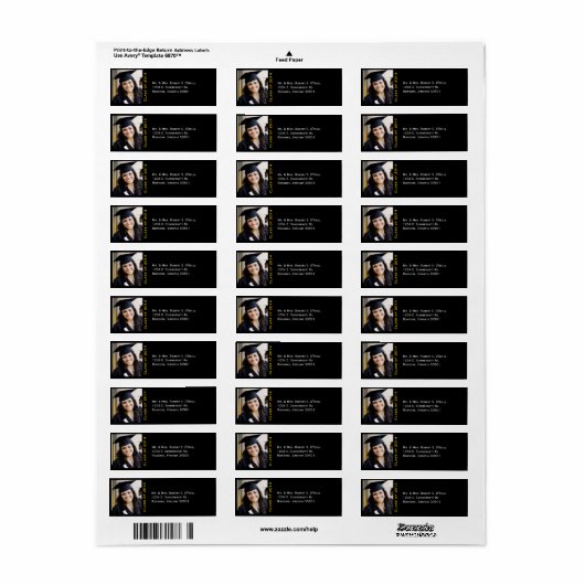 Modern Stijlvol Afstuderen Aangepaste foto-terugze Etiket (Full Sheet)