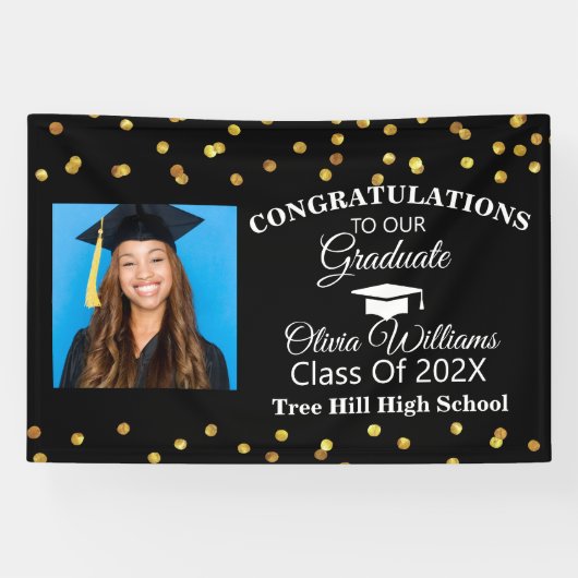 Modern stijlvol Afstuderen fotoafstudeerfeest Spandoek (Horizontaal)