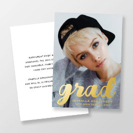 Modern stijlvol Afstuderen Gold voor foto's Folie Uitnodiging