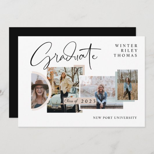 Modern stijlvol Afstuderen Vier Afstudeerder voor  Kaart (Voorkant / Achterkant)