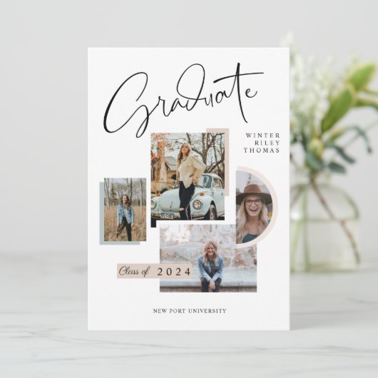 Modern stijlvol Afstuderen Vier Afstudeerder voor Kaart (Staand voorkant)
