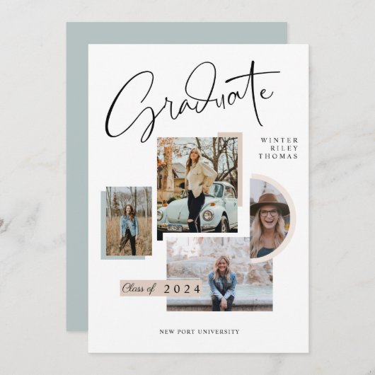 Modern stijlvol Afstuderen Vier Afstudeerder voor  Kaart (Voorkant / Achterkant)