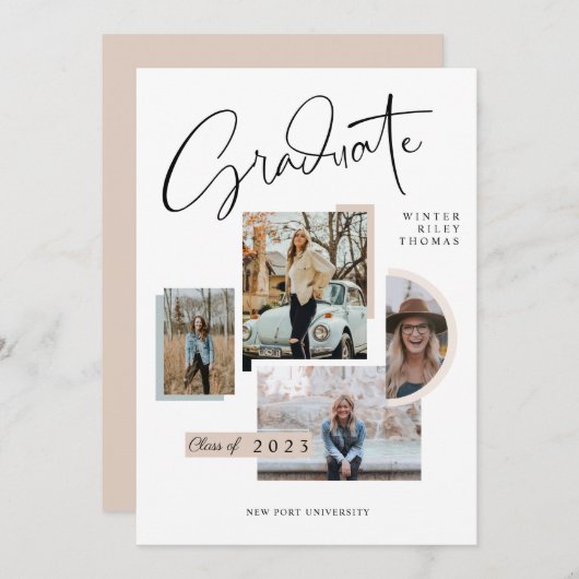 Modern stijlvol Afstuderen Vier Afstudeerder voor  Kaart (Voorkant / Achterkant)
