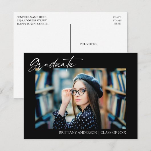 Modern stijlvol Afstuderen voor kalligrafie-inkt Briefkaart (Voorkant / Achterkant)