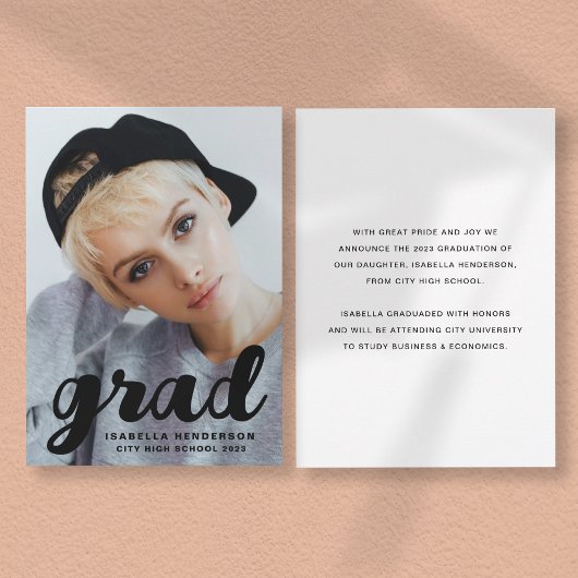 Modern stijlvol Afstuderen voor zwart fotoscript Aankondiging