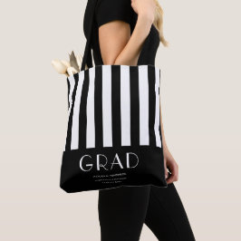 Modern Stijlvol Afstuderen zwart-wit streep Tote Bag