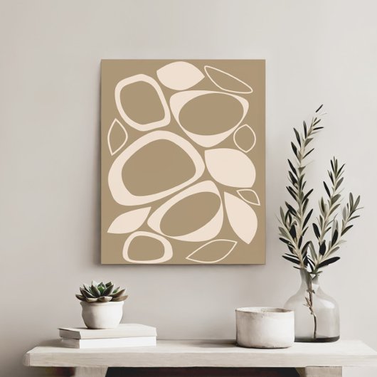 Modern stijlvol beige crème Abstract patroon Canvas Afdruk