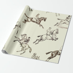 Modern stijlvol beige paardrijden toilet cadeaupapier