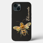 Modern stijlvol bijenzwart monogram Case-Mate iPhone case (Achterkant)