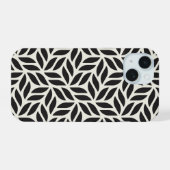 Modern stijlvol bladpatroon iPhone 15 case (Achterkant horizontaal)