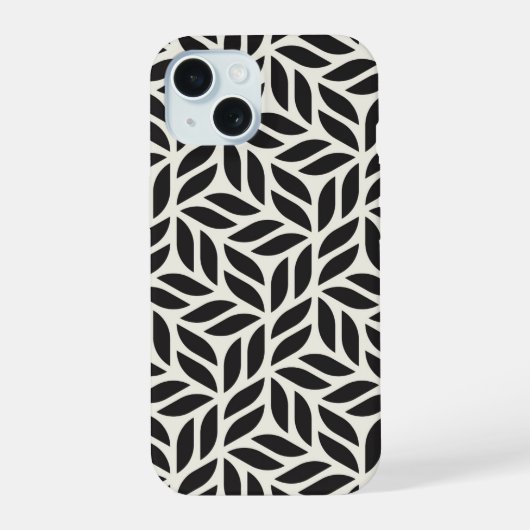 Modern stijlvol bladpatroon iPhone 15 case (Achterkant)