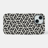 Modern stijlvol bladpatroon iPhone 15 case (Achterkant horizontaal)