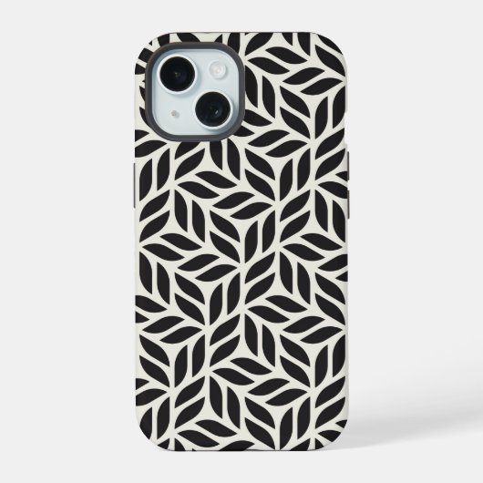 Modern stijlvol bladpatroon iPhone 15 case (Achterkant)