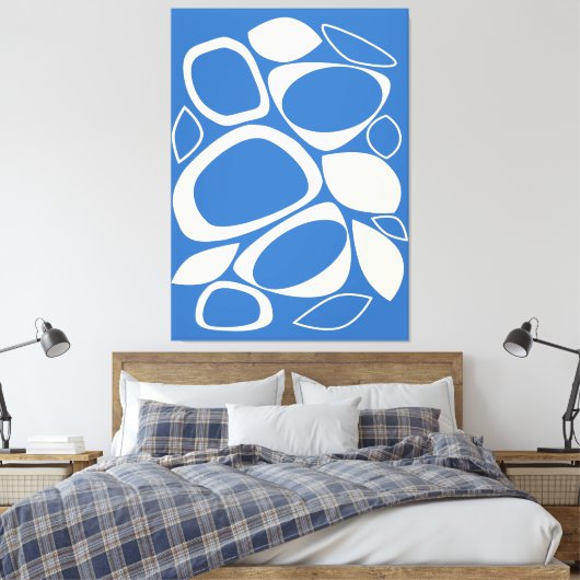 Modern stijlvol blauw crème Abstract patroon Canvas Afdruk (Insitu (Slaapkamer))