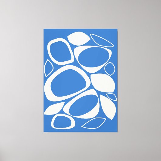 Modern stijlvol blauw crème Abstract patroon Canvas Afdruk (Voorkant)