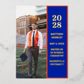 Modern stijlvol blauw foto Afstuderen aankondiging (Voorkant)