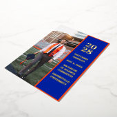 Modern stijlvol blauw foto Afstuderen aankondiging (Gedraaid)