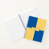 Modern Stijlvol blauw & geel geruit Notitieboek (Binnen)