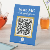 Modern stijlvol blauw QR-bedrijfsteken Reclamebord Met Voetstuk (Insitu)