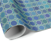 Modern stijlvol blauw ringpatroon cadeaupapier (Rol Hoek)