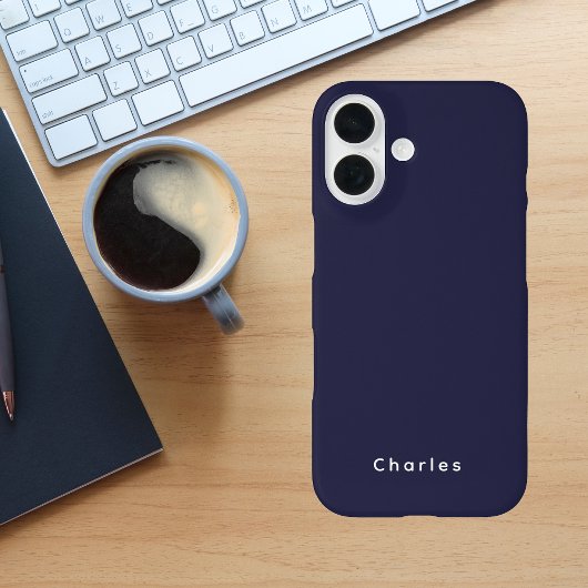 Modern Stijlvol Blauw Vet Monogram Mannelijk Case-Mate iPhone Case