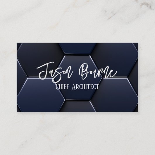 Modern stijlvol blauw wit, professionele QR-code Visitekaartje (Voorkant)