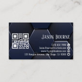 Modern stijlvol blauw wit, professionele QR-code Visitekaartje (Achterkant)