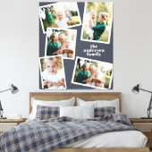 Modern stijlvol, blauw zelfdeken met meerdere foto canvas afdruk (Insitu (Slaapkamer))