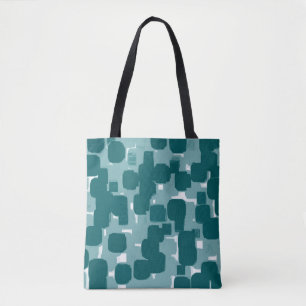 Modern stijlvol Blauwgroen Abstract patroon Tote Bag