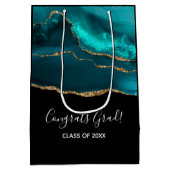 Modern stijlvol Blauwgroen Agaat & Gold Lint Afstu Medium Cadeauzakje (Achterkant)