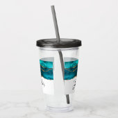 Modern stijlvol Blauwgroen agate & Gold Ribbon op  Acryl Drinkbeker (Links)