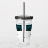 Modern stijlvol Blauwgroen agate & Gold Ribbon op  Acryl Drinkbeker (Rechts)