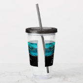 Modern stijlvol Blauwgroen agate & Gold Ribbon op  Acryl Drinkbeker (Links)