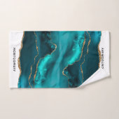 Modern stijlvol Blauwgroen agate & Gold Ribbon op  Bad Handdoek (Handdoek)