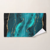 Modern stijlvol Blauwgroen agate & Gold Ribbon op Bad Handdoek (Handdoek)