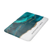 Modern stijlvol Blauwgroen agate & Gold Ribbon op Badmat (Gekanteld)
