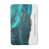 Modern stijlvol Blauwgroen agate & Gold Ribbon op Badmat (Voorkant Verticaal)